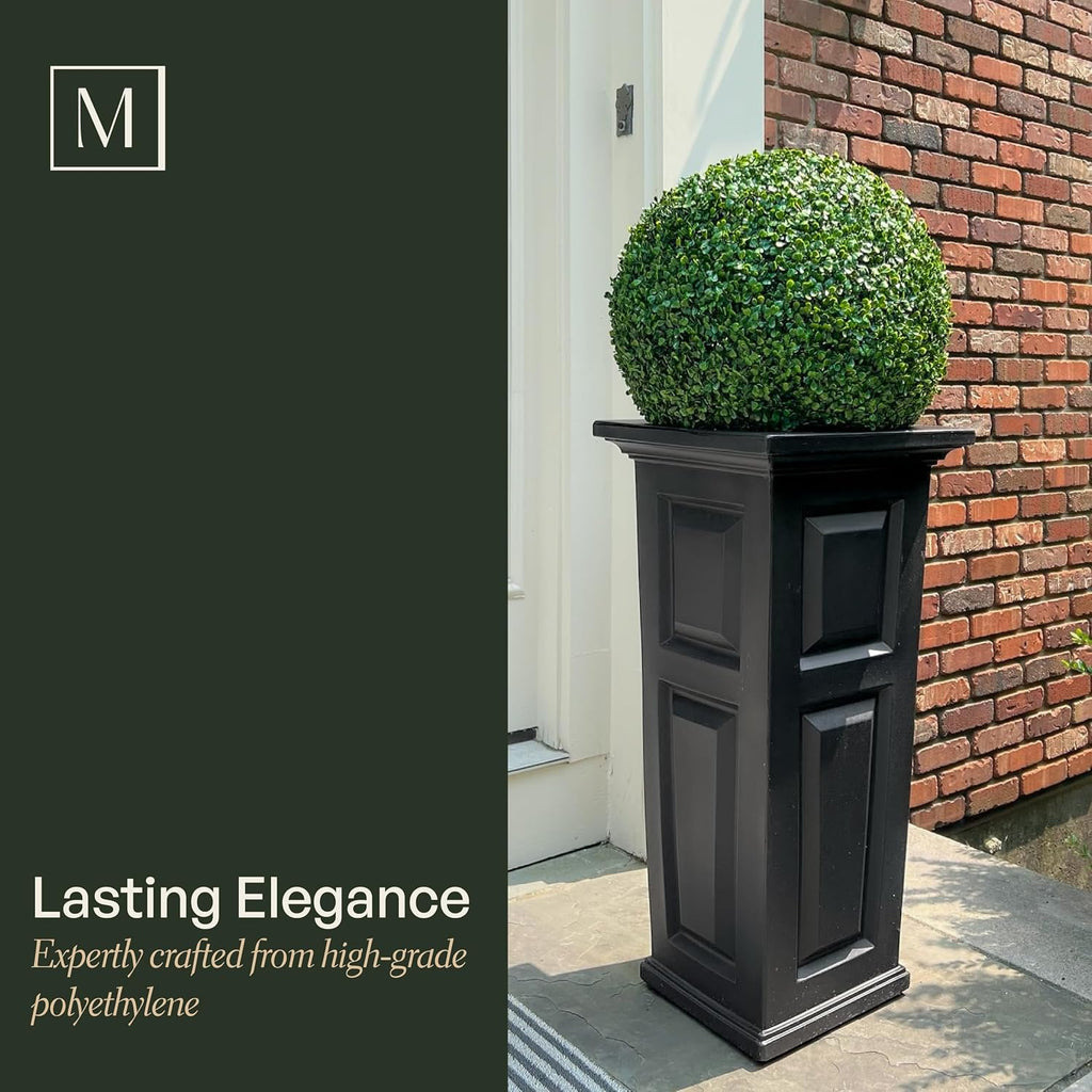 Nantucket 32in Self-Watering Tall Square Planter, Black