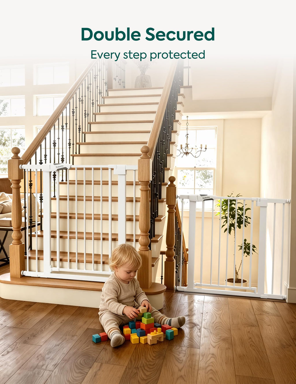 Pressure Mounted Baby Gate for Stairs, 29-48" Wide Dog Gate,2 Pack