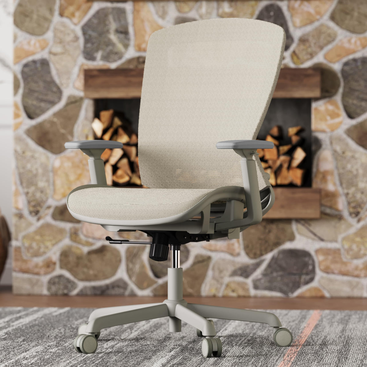 Ergonomic Mesh Office Chair — Beige, Breathable Mesh Seat & Back