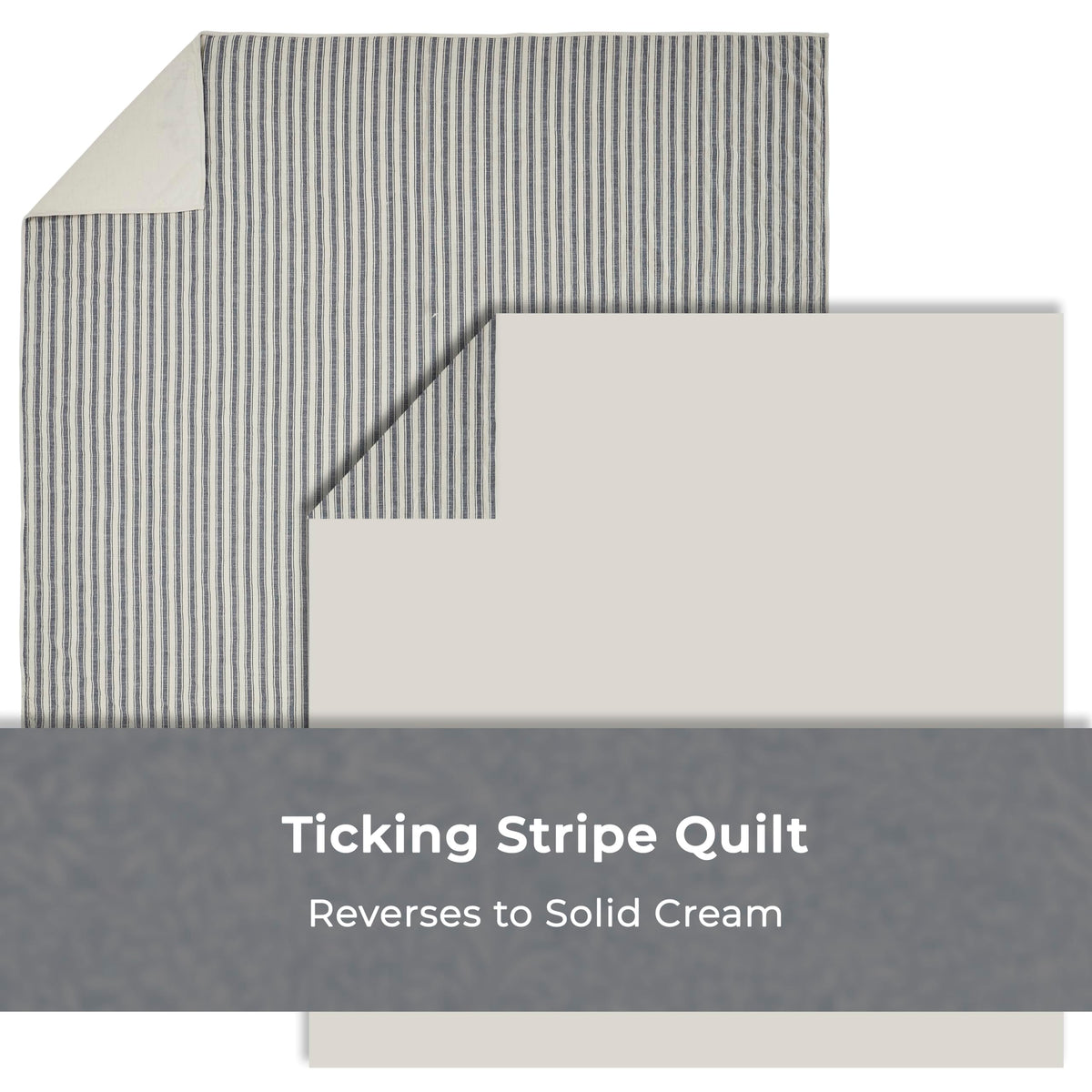 Market Place Blue Ticking Stripe Quilt