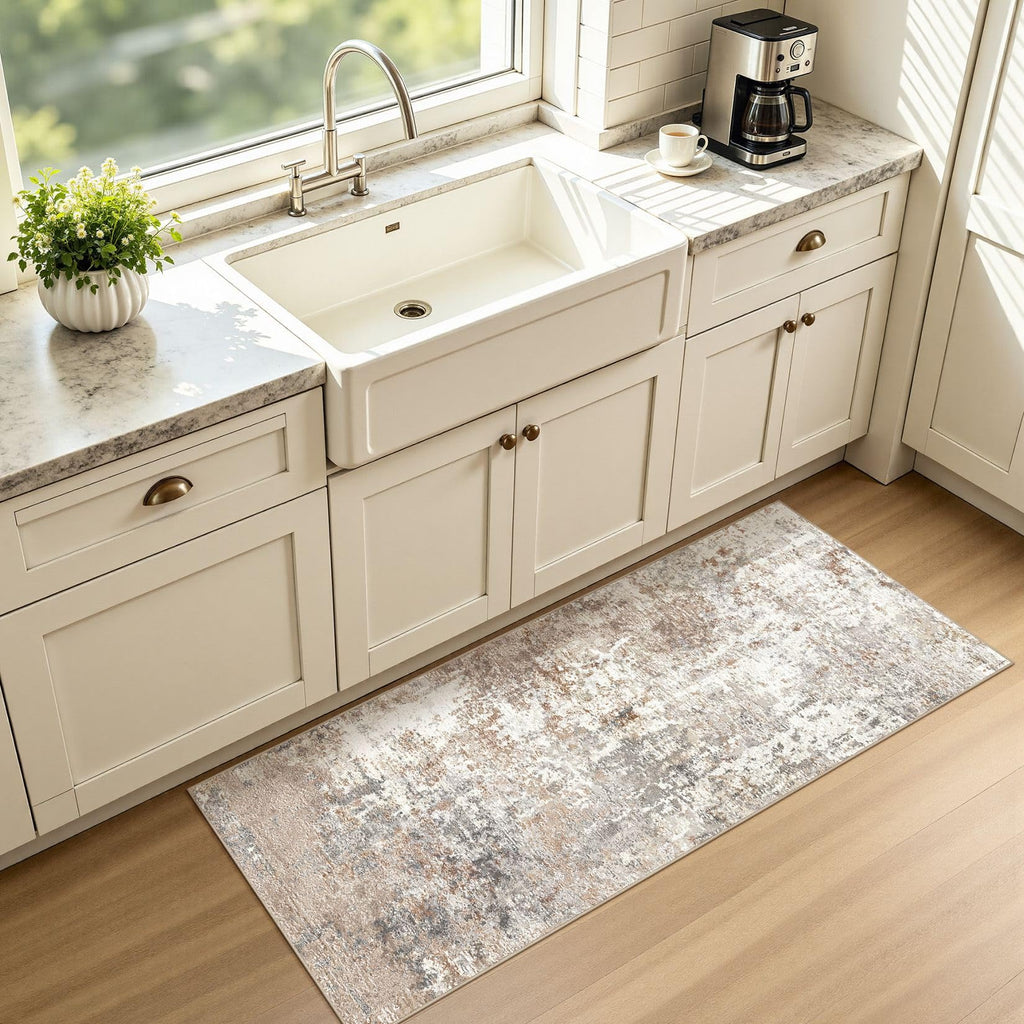 Runner Rug 2x5 Machine Washable Non-Slip Kitchen Neutral Rug