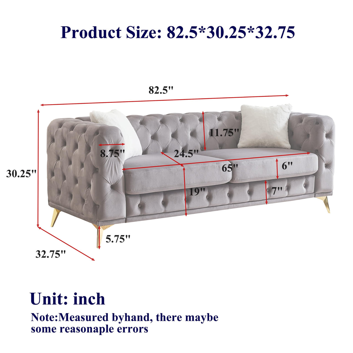 2-Piece Luxury Chesterfield Sofa Set with 2 3-Seater Sofa, Mid-Century 6-Seater Tufted Buttons Couch Set with 4