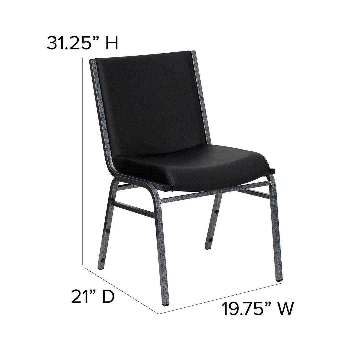 Hercules Vinyl Stack Chair, Black, 4-Pack