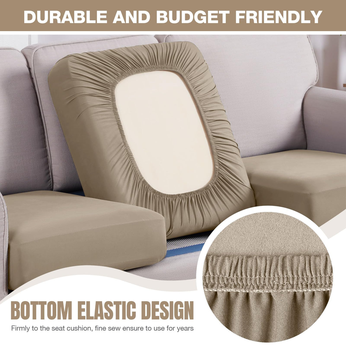 Sectional Couch Covers Stretch Couch Cushion Covers for Sectional Sofa Chaise L Shape, 3 Pieces Sectional Seat Covers