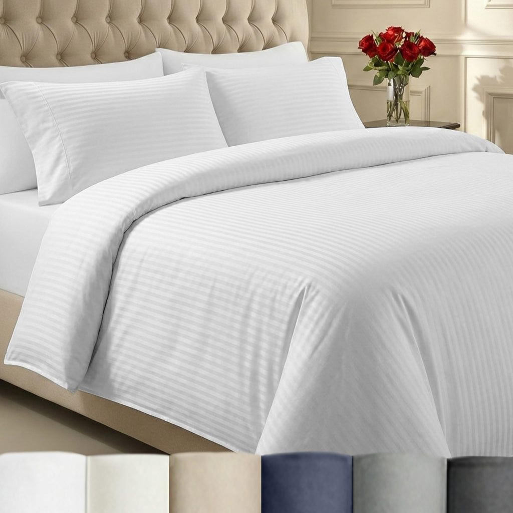 Luxury Duvet Cover Set, Striped White