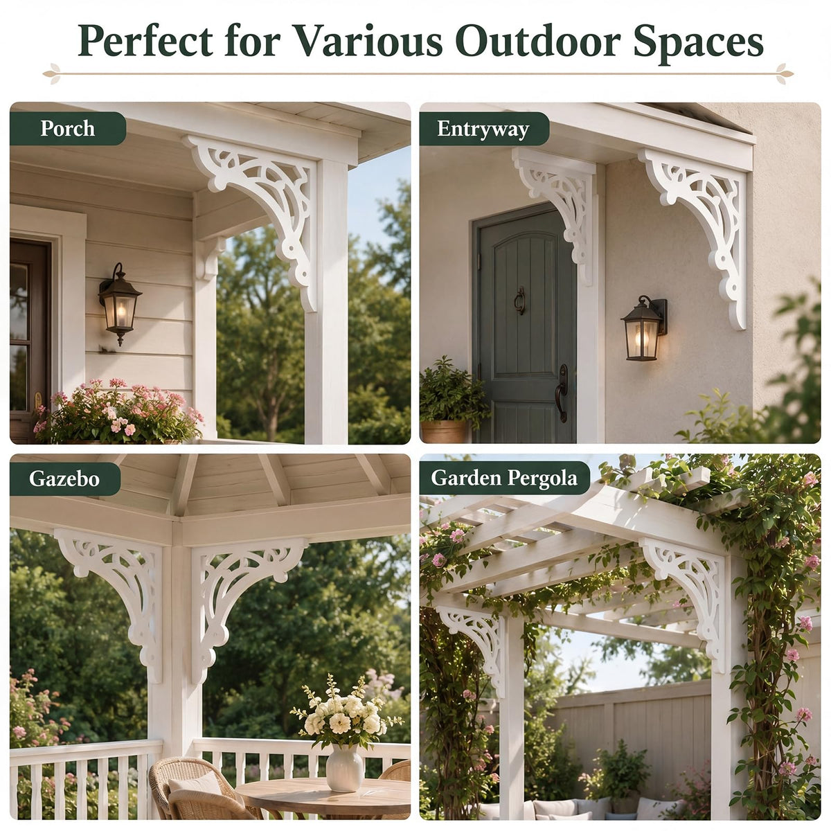 2 Pcs Large Wood Porch Corbels for Doorway 12" W x 0.6" D x 12" H