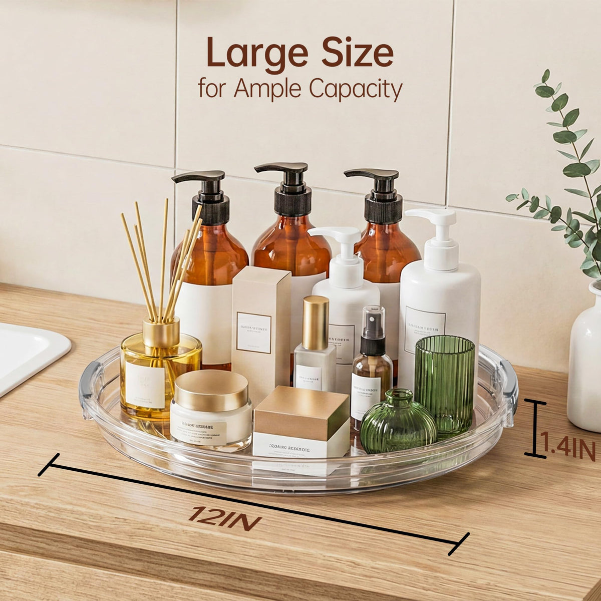 12 in Lazy Susan Turntable, 4 Pack Clear Spice Rack, Organizer Storage