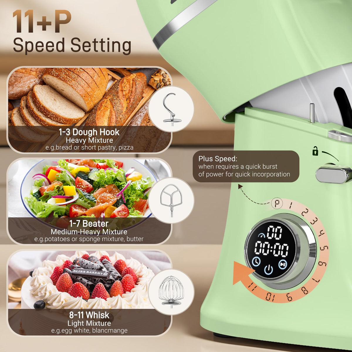 7 Quart Stand Mixer Aluminum Die Casting, 650W 12 Speed Tilt-Head Kitchen Electric Stand Mixer, Household Food Mixer