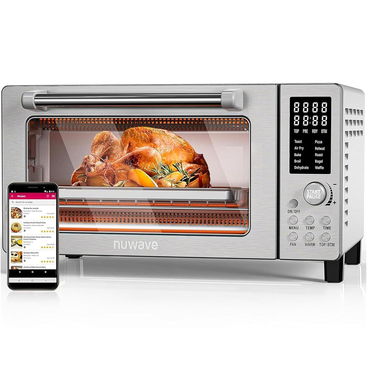 Bravo Air Fryer Toaster Smart Oven, 10-in-1 Countertop Convection, 1800 Watts, 21-Qt Capacity, 50°-450°F Temp Controls
