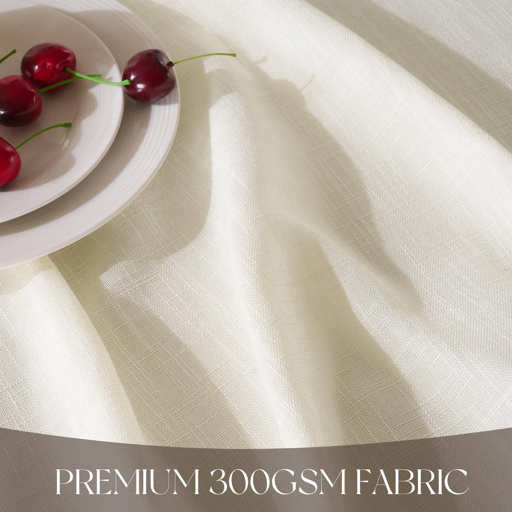 70 Inch Round Tablecloth with Linen Textured, Cream White