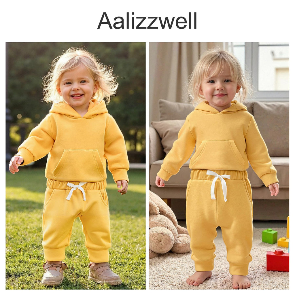Infant Baby Girl Fall Clothes Ribbed Long Sleeve Winter Spring Hoodie Outfit Yellow