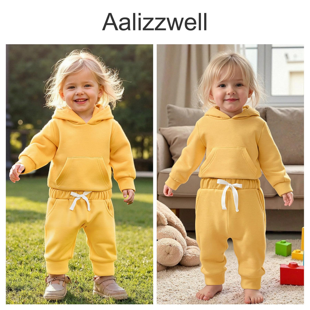 Infant Baby Girl Fall Clothes Ribbed Long Sleeve Winter Spring Hoodie Outfit Yellow