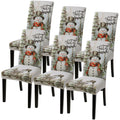 Christmas Dining Room Chair Covers Set of 6, Stretch Xmas Chair Slipcovers Protector, Spandex Washable Kitchen