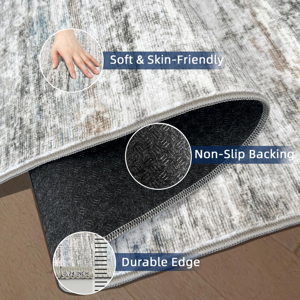 Kitchen Runner Rug 2.5x8 Runners s, Abstract Washable Runner Rugs Non-Slip Backing Rug Runner, Stain Resistant 8ft