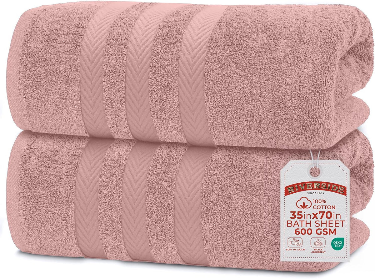 Pack of 2 Extra Large Bath Sheets 35 x 70 Inches, 100% Ring Spun Cotton, Hotel Quality, Oversized Bath Towels, Super