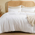 Textured Summer Waffle Weave Comforter Set, White
