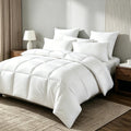 Goose Feather Down Fiber Comforter - Twin Duvet Insert, 100% Cotton Cover Light Warmth Comforter Ultra Soft Luxurious