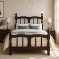 Platform Bed with Spindle Headboard & Footboard, Farmhouse Spindle Bed Frame with Wood Slat Support, No Box