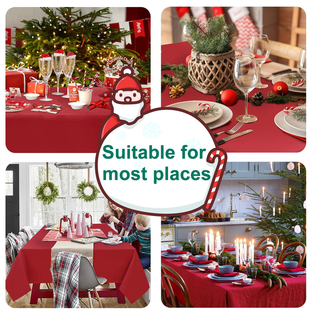 2 Pieces Red Tablecloth Rectangle, 52 x 70 Inch