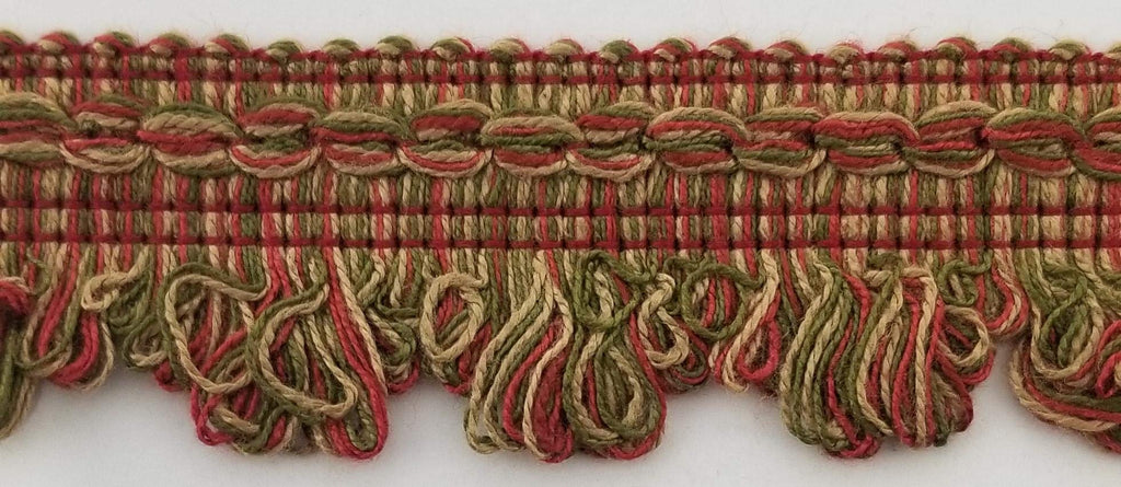 1-1/4" Decorative Scalloped Loop Fringe Trim - Many Color Options! (Aubergine Olive Multi) - 10 Yards