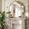 Gold Scalloped Circle Mirror, 36" Wavy Edge Round Wall Mirror