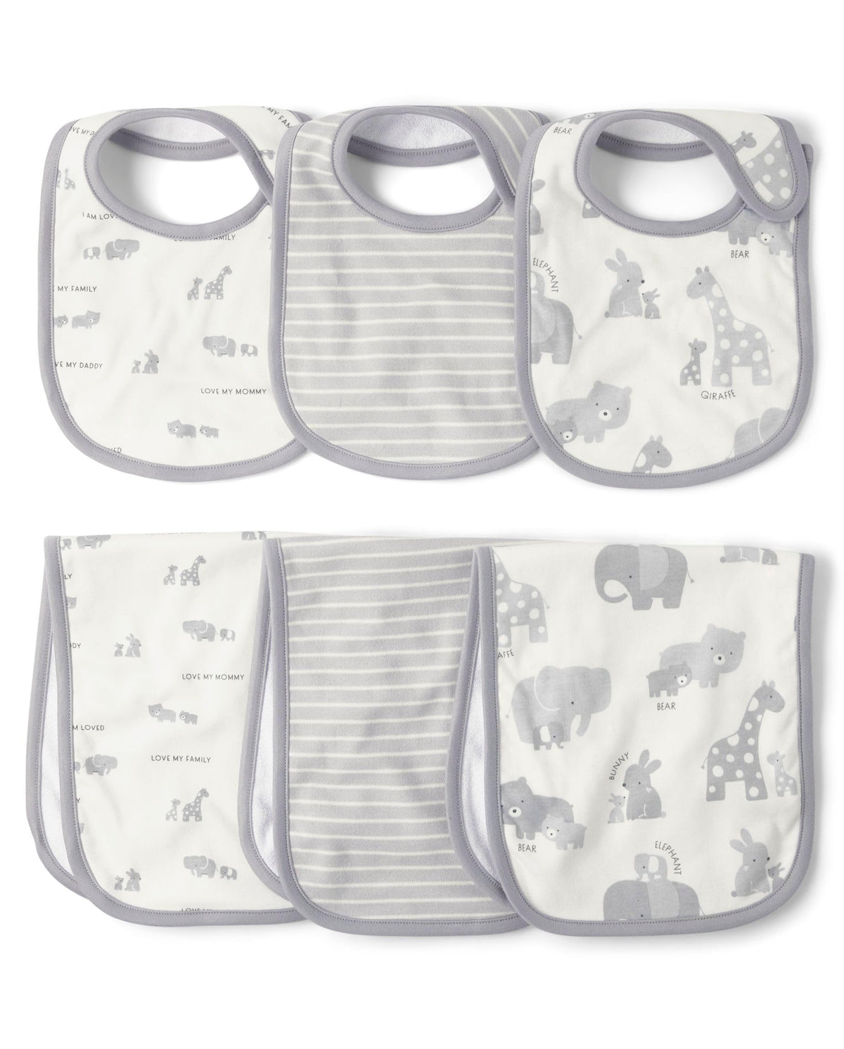 Unisex Baby,and Newborn Bib and Burp Cloth Sets,Bunnys Tail 6-Pack,One Size