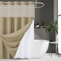 Narrow Boho No Hook Shower Curtain with Snap in Liner Beige 36x72