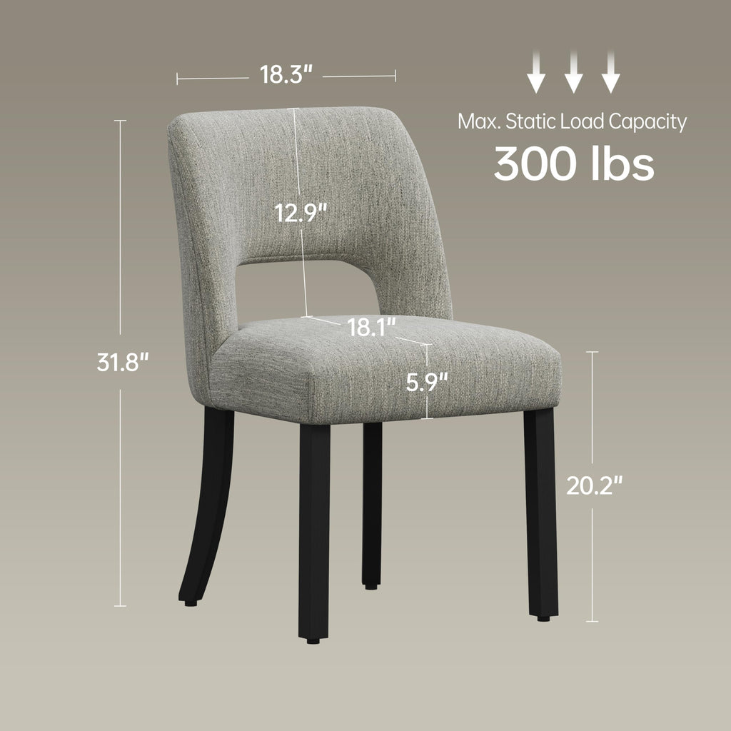 Wooden Dining Chairs Set of 6, Mid Century Modern Upholstered Dining Room Chairs with Black Wood Legs, Fabric