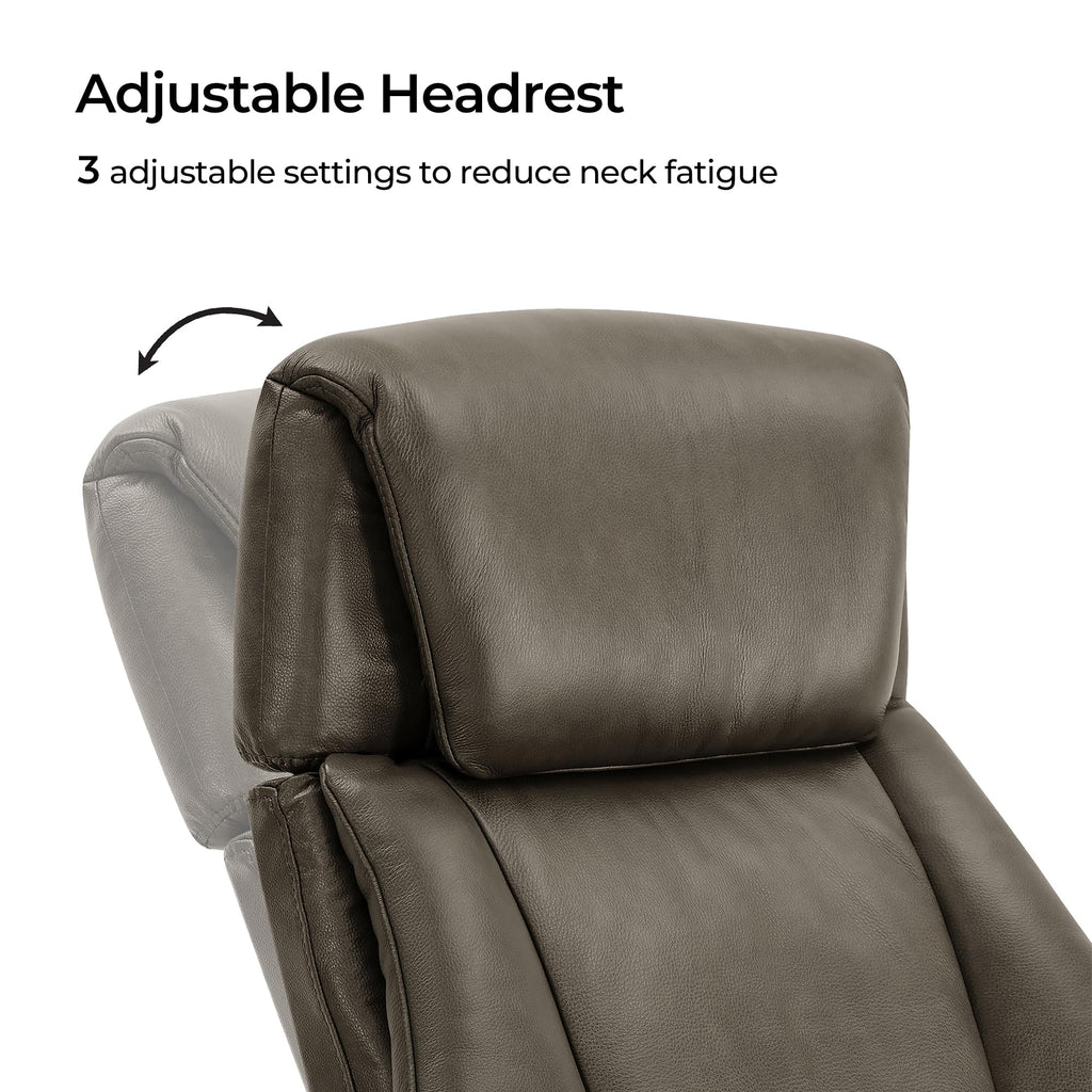 Self-Weight Genuine Leather Swivel Chair with Ottoman, Mink Brown