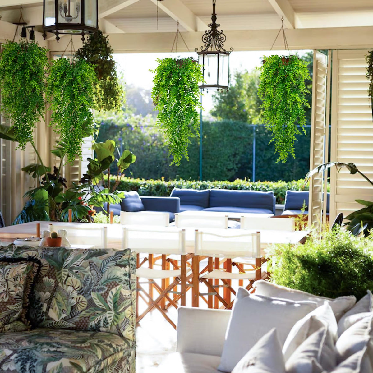 Artificial Hanging Plants Fern Vine - 8PC Fake Ivy Leaves Decoration for Indoors & Outdoors, Faux Foliage Greenery