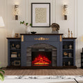 72 Inch Vintage-Style Fireplace TV Stand for TVs up to 80 Inches, Mantel with Gold Carved Accents, 23 Inch Electric Fireplace Insert with Remote Control