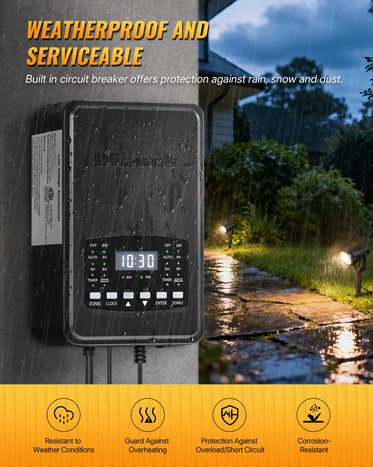 12 Pack Landscape Lights with 2 Zone 300W Low Voltage Transformer, 3000K 12V LED Landscape Lighting Kit, Waterproof