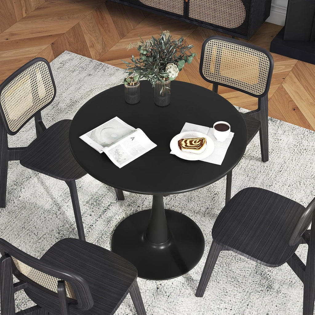 Tulip Round Pedestal Dining Table — Black