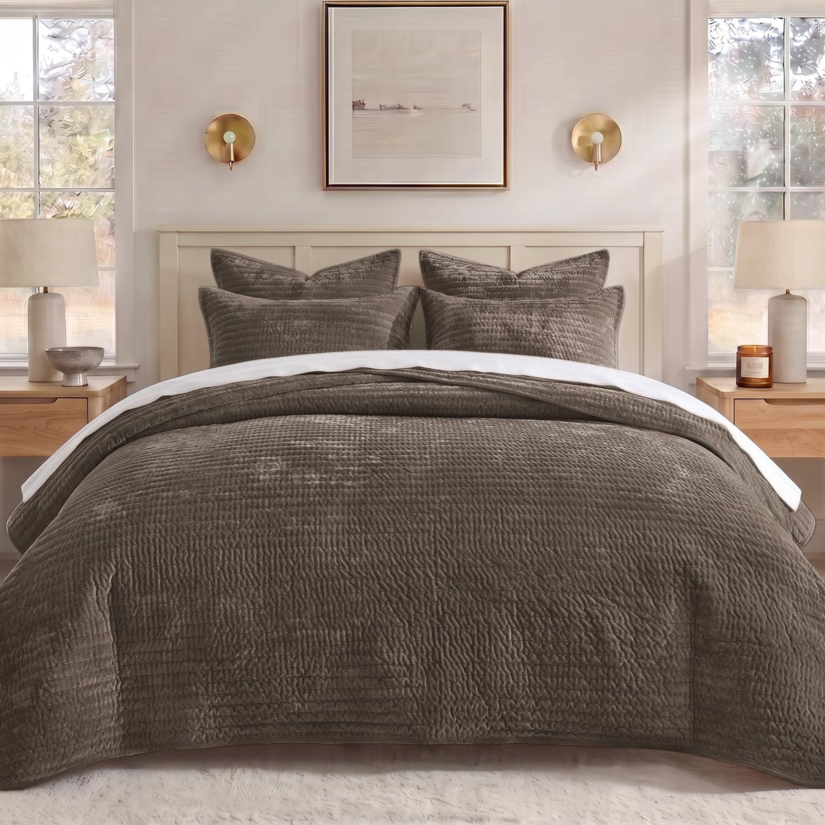 Velvet Quilt Set, Luxury Velvet Comforter Bedding