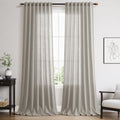 Silver Grey Linen Curtains 120 Inch Extra Long Back Tab Light Filtering Semi Sheer Drapes Modern Farmhouse Boho