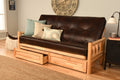 Cabin Lodge Log Futon Frame, Drawers w/up North Premium 8" Innerspring Mattress Sofa Bed Set Full Size (Sofa Frame &