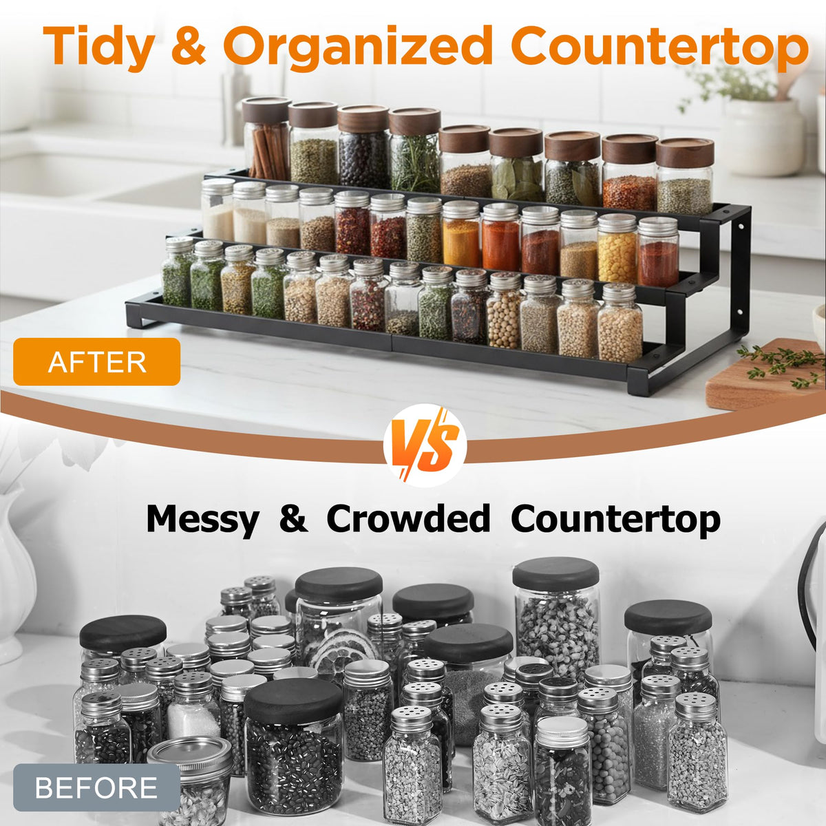 Spice Rack Organizer Cabinet or Pantry, 16"-29" Expandable Spice Organization Shelf, Seasoning Organizer