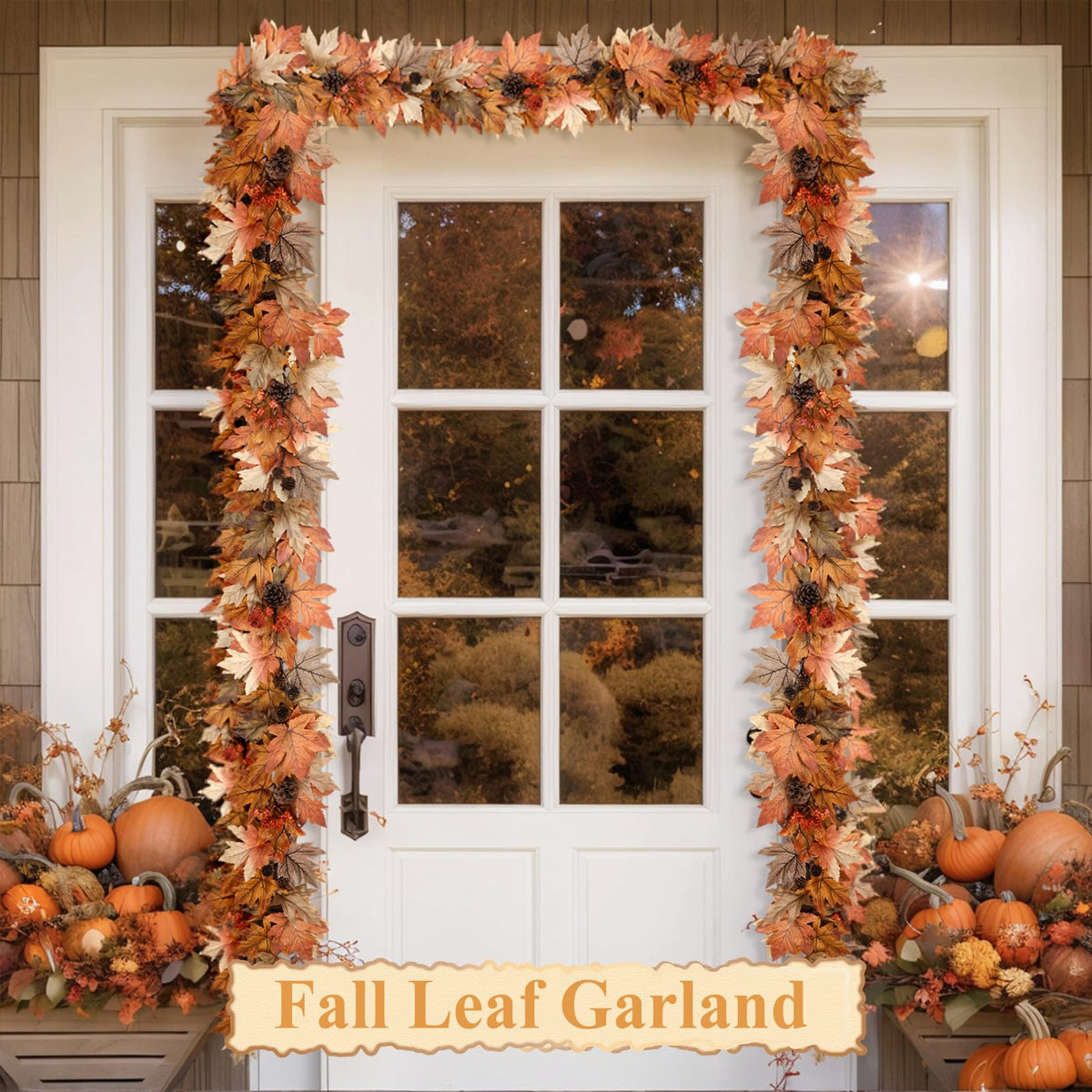 6 FT Lighted Fall Garland with Lights Autumn Automatic ON/Off Timer