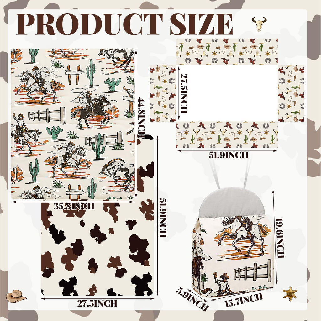 4 Piece Western Cowboy Crib Bedding Set, Soft Neutral Nursery