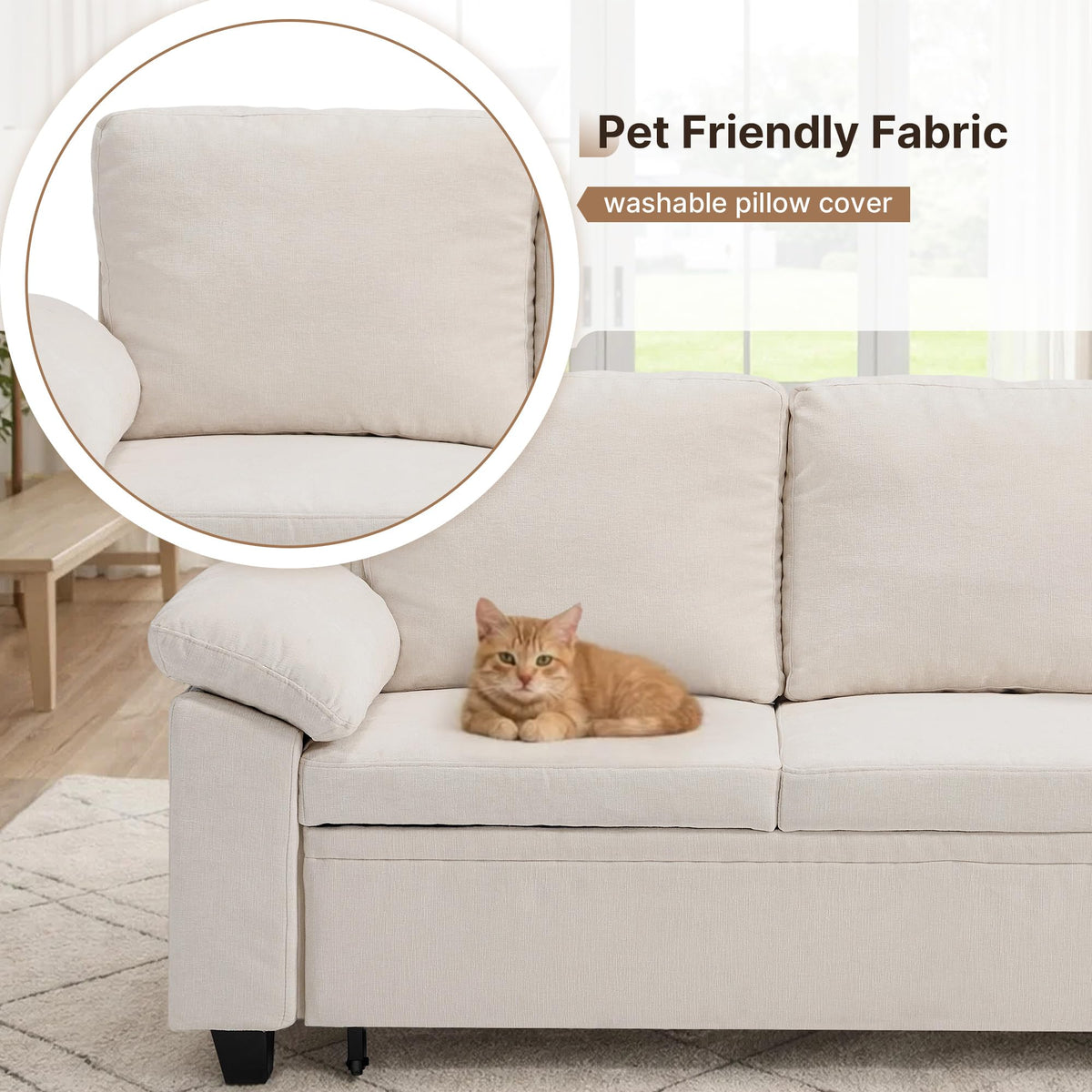 108" Modular Sectional Sleeper Sofa with Storage, L Shaped Pull Out Couch