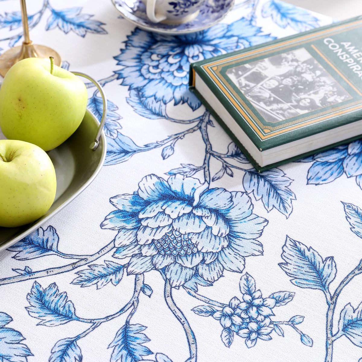 Designer French Round Reusable Tablecloth, Diameter 67"