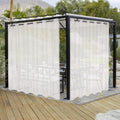 Burlap Linen Look Outdoor Curtain 2 Panels | Waterproof Sheer Curtains for Pergola, Porch, Cabana, Gazebo Grommet