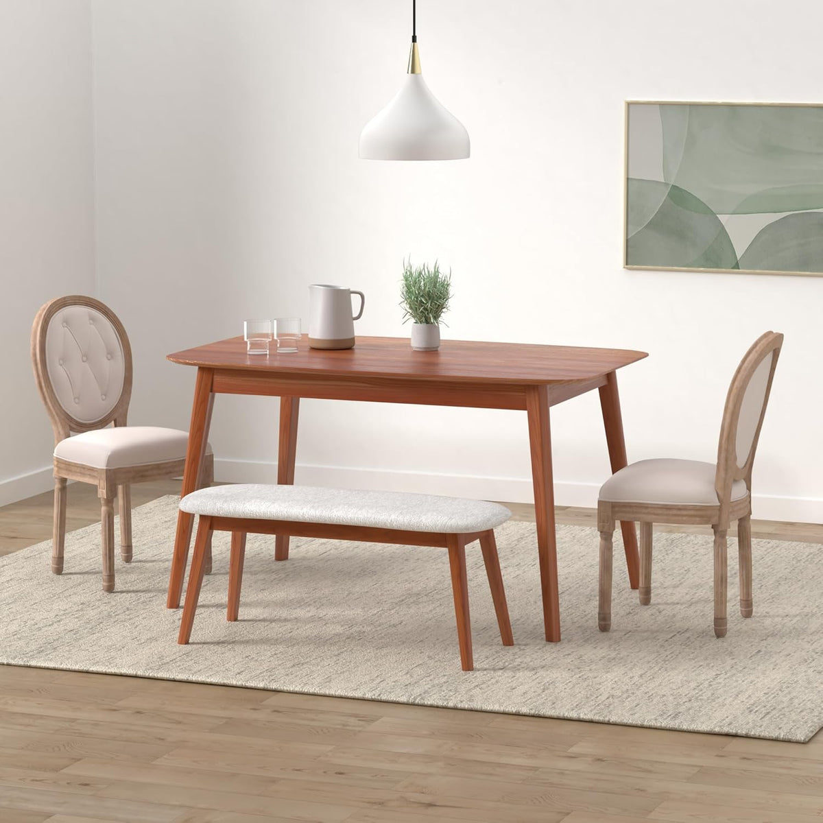 French Country Dining Chairs Set of 4, Vintage Louis-Style Chairs with Carved Solid Wood Frame