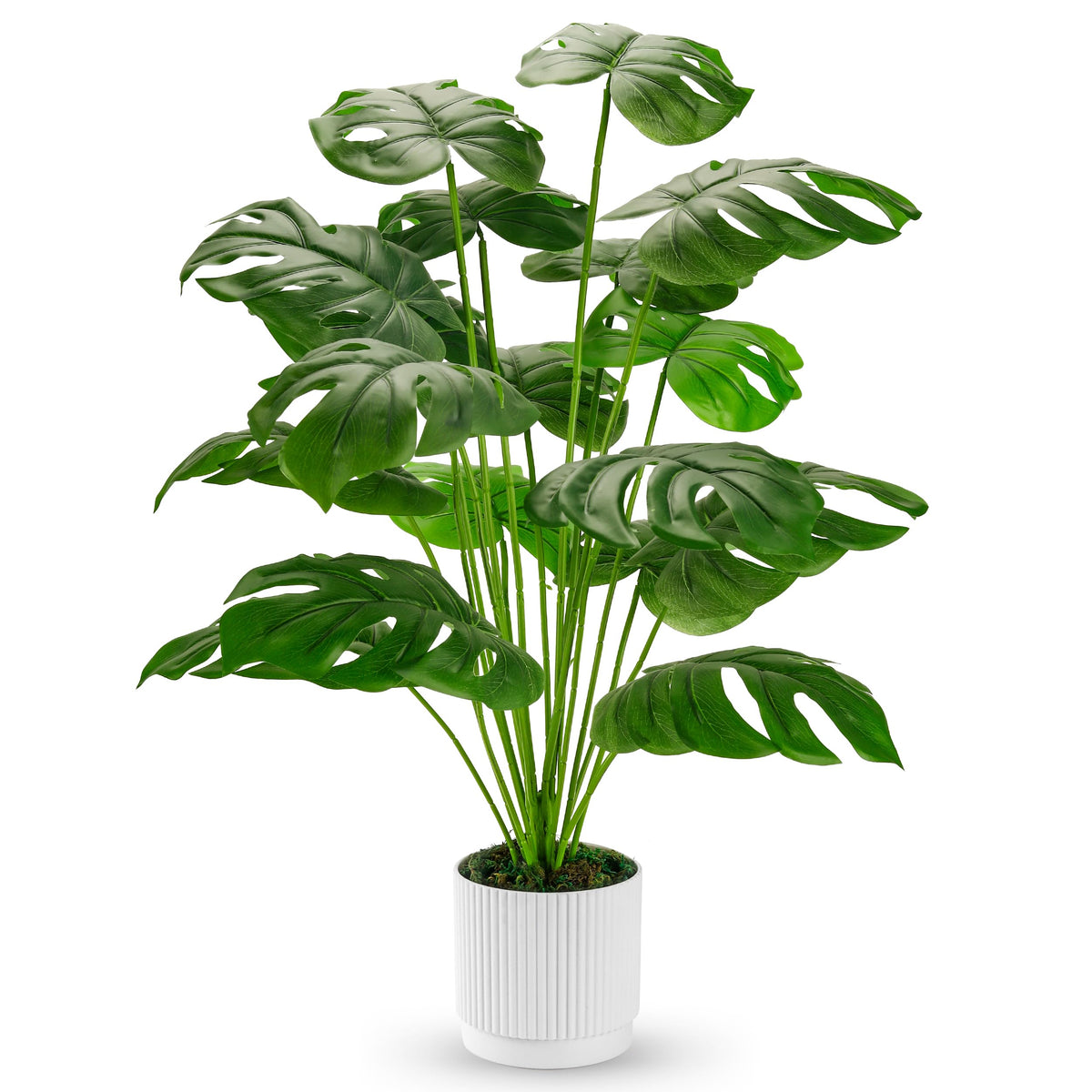 28" Fake Plants, Artificial Monstera Plants Indoor in White Pot