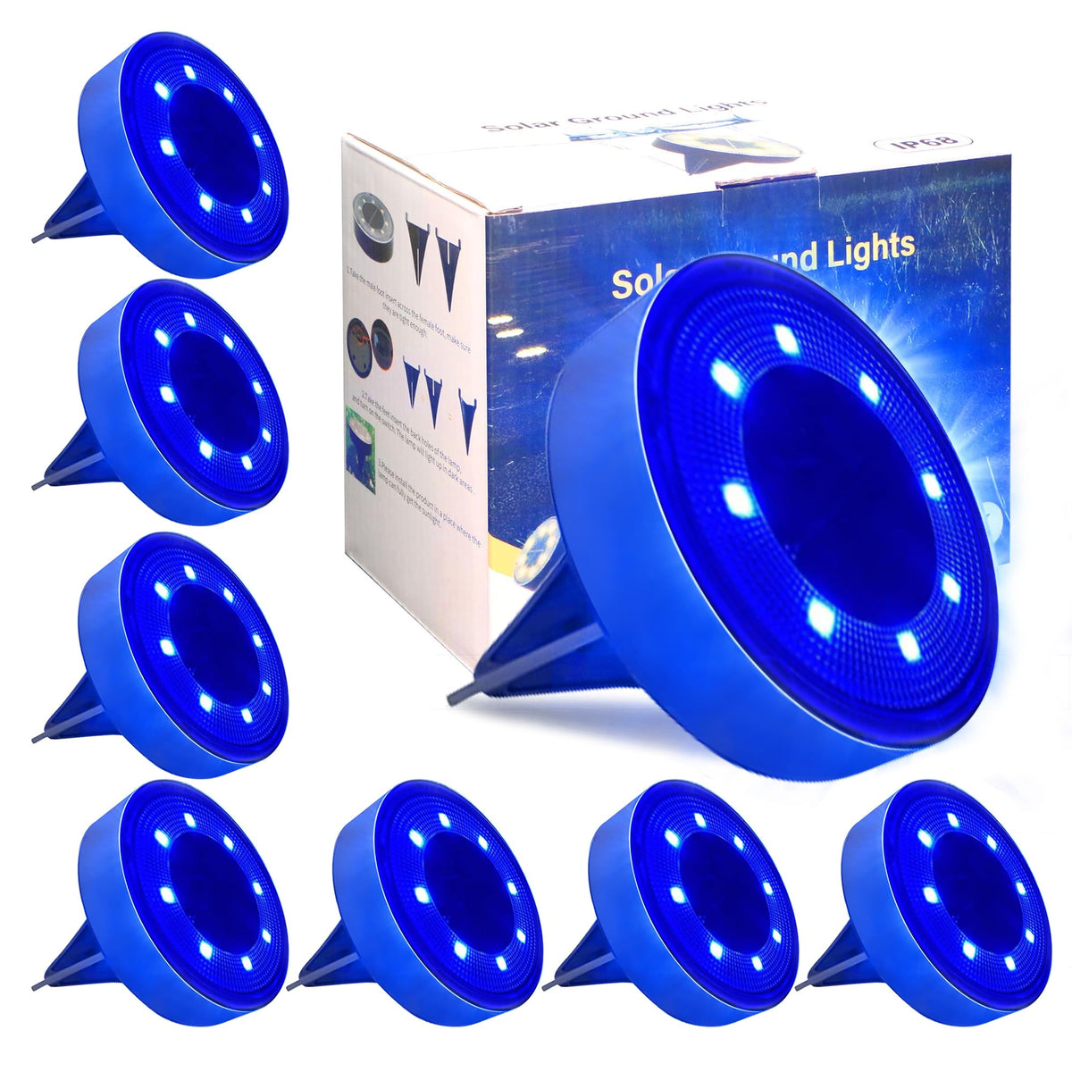 Solar Ground Lights 8 Pack, IP68 Waterproof Solar In-Ground Light for Outdoor, Flat Landscape Lighting, Garden Disc