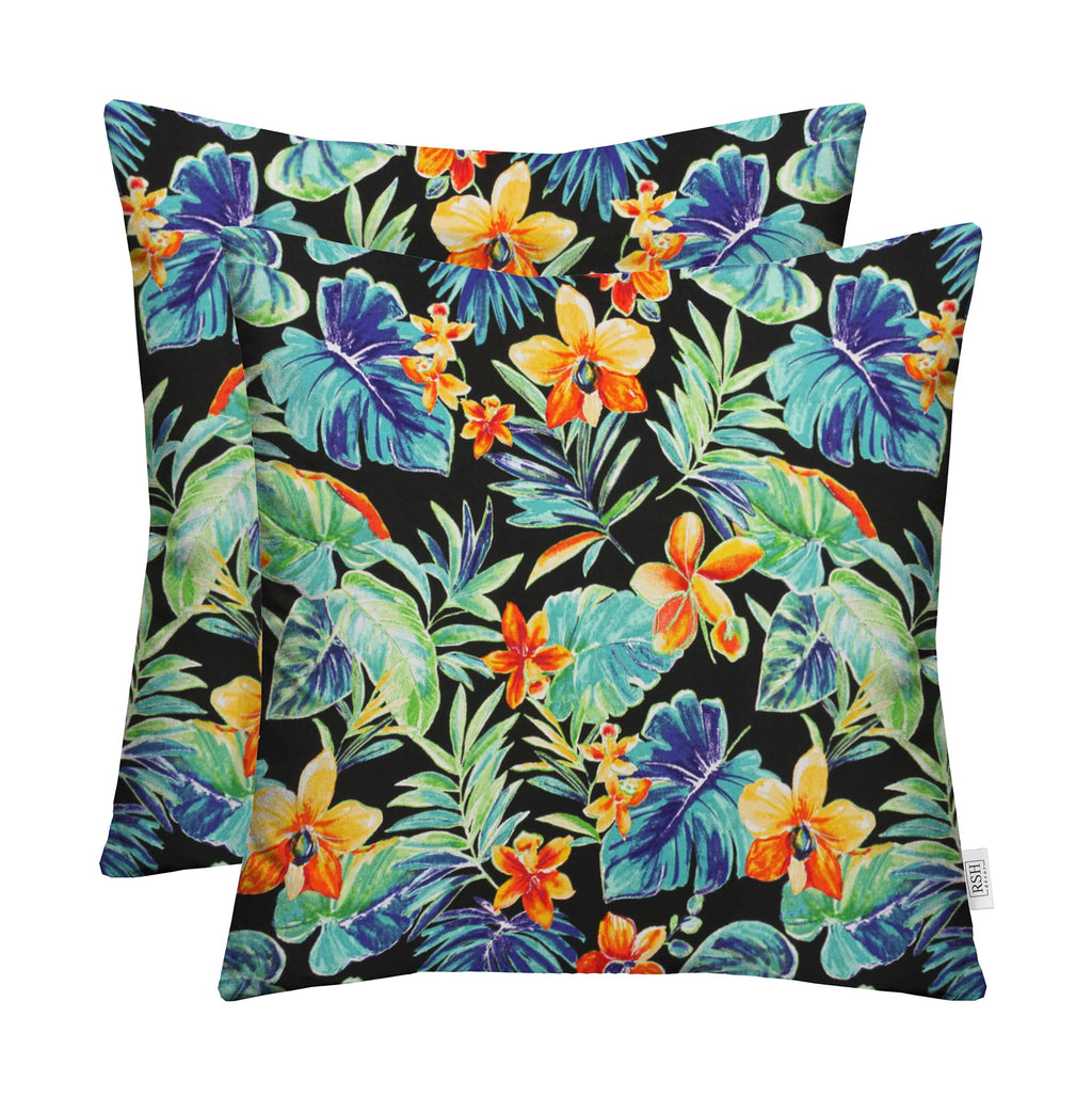 Square Throw Pillows Set of 2, 20" x 20", Outdoor Pillows, Beachcrest Caviar, Made in USA