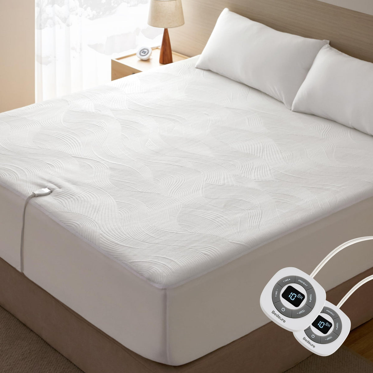 Heated Mattress Pad King Thick Comfort Electric Bed Warmer 78"x80"
