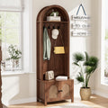 Hall Tree with Bench and Shoe Storage, Entryway Storage Bench with Coat Rack, 70.9"Arch Coat Rack with 4 Hooks and 2