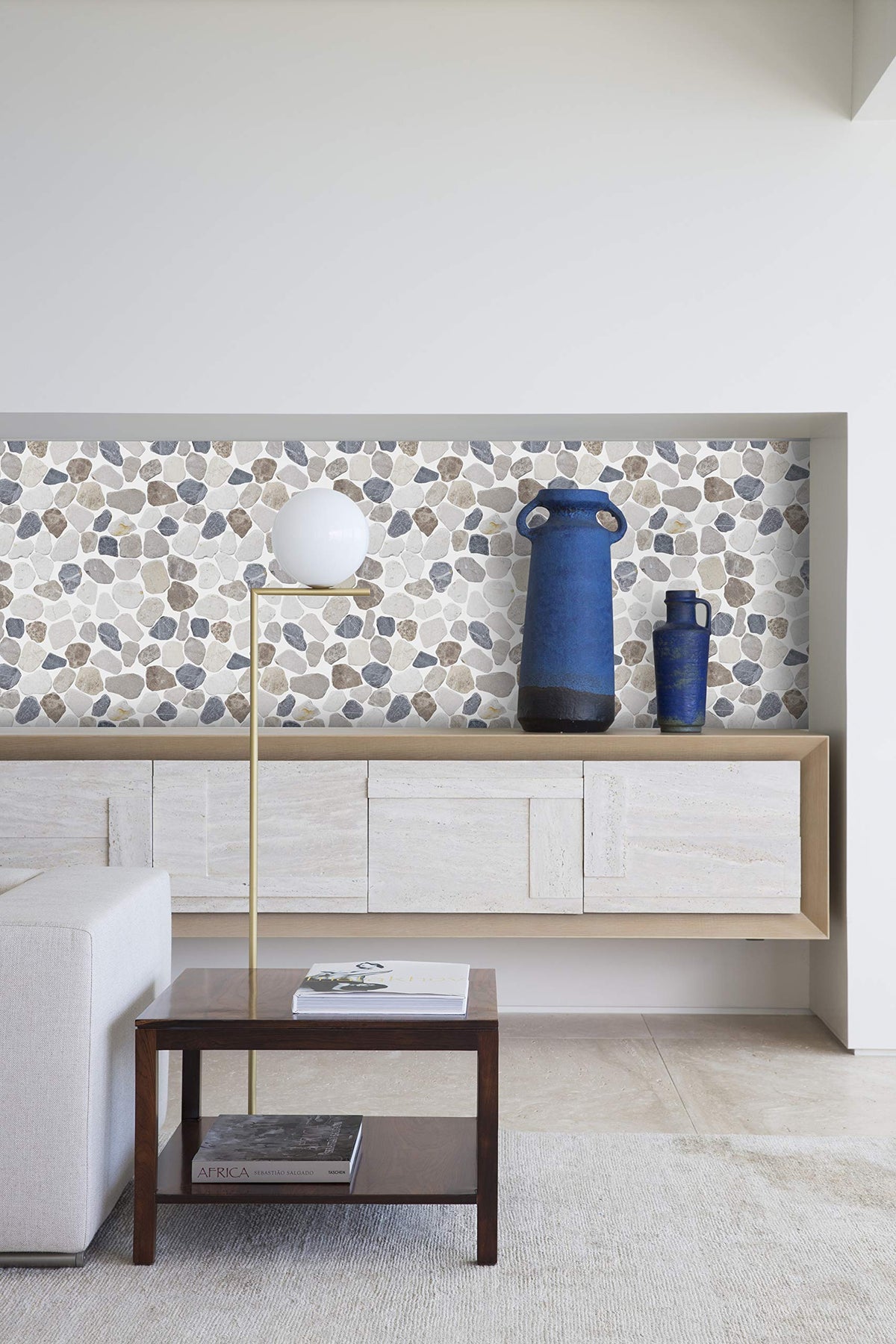 5 Sheets Marble Mosaic Tile Backsplash, Bath Bathroom Floor, Etc, River Rock Collection, Mixed Rounds, 12"X12"X3/8"