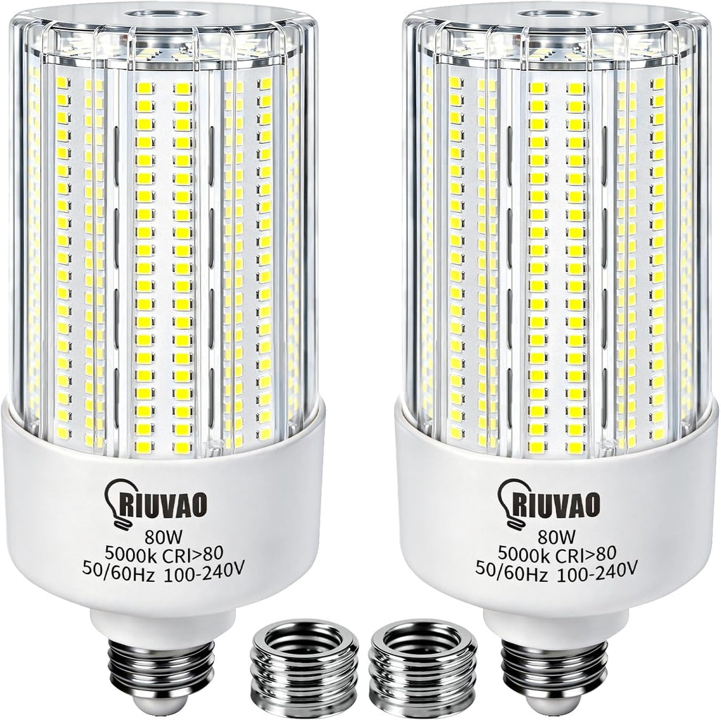 Led Corn Bulb 800W Equivalent 5000K Daylight 12000Lm Super Bright E26/E39 Base 80W Led Bulbs, Replace Metal Halide
